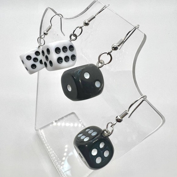 Dice Earrings - Las Vegas Earrings - Dangle Earrings - Retro Toy Earrings - Picture 6 of 10